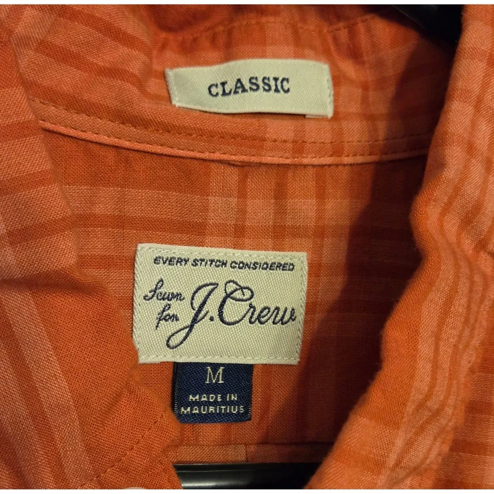 J.Crew Classic Overdyed Plaid Button-Down Shirt Mens‎ Size Medium Orange
